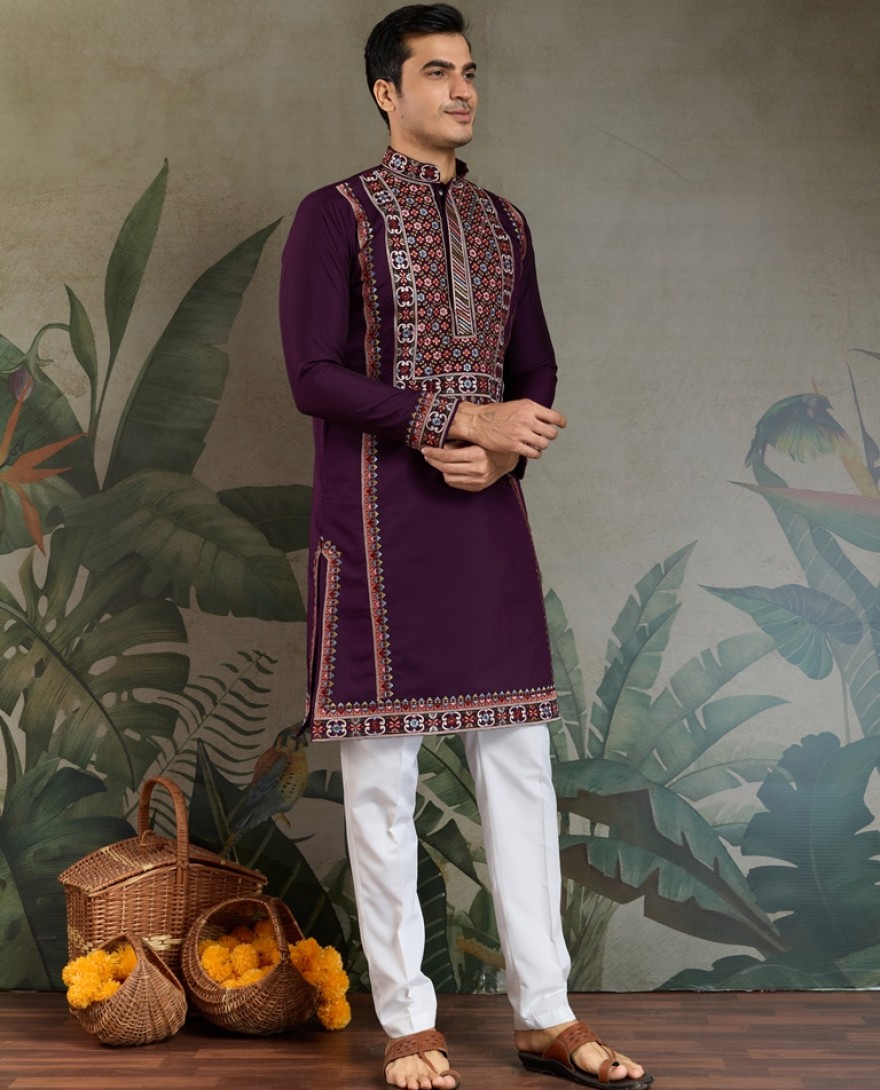 61302-purple - Colors of Tradition –  Purple Statement Kurtas for Every Celebration